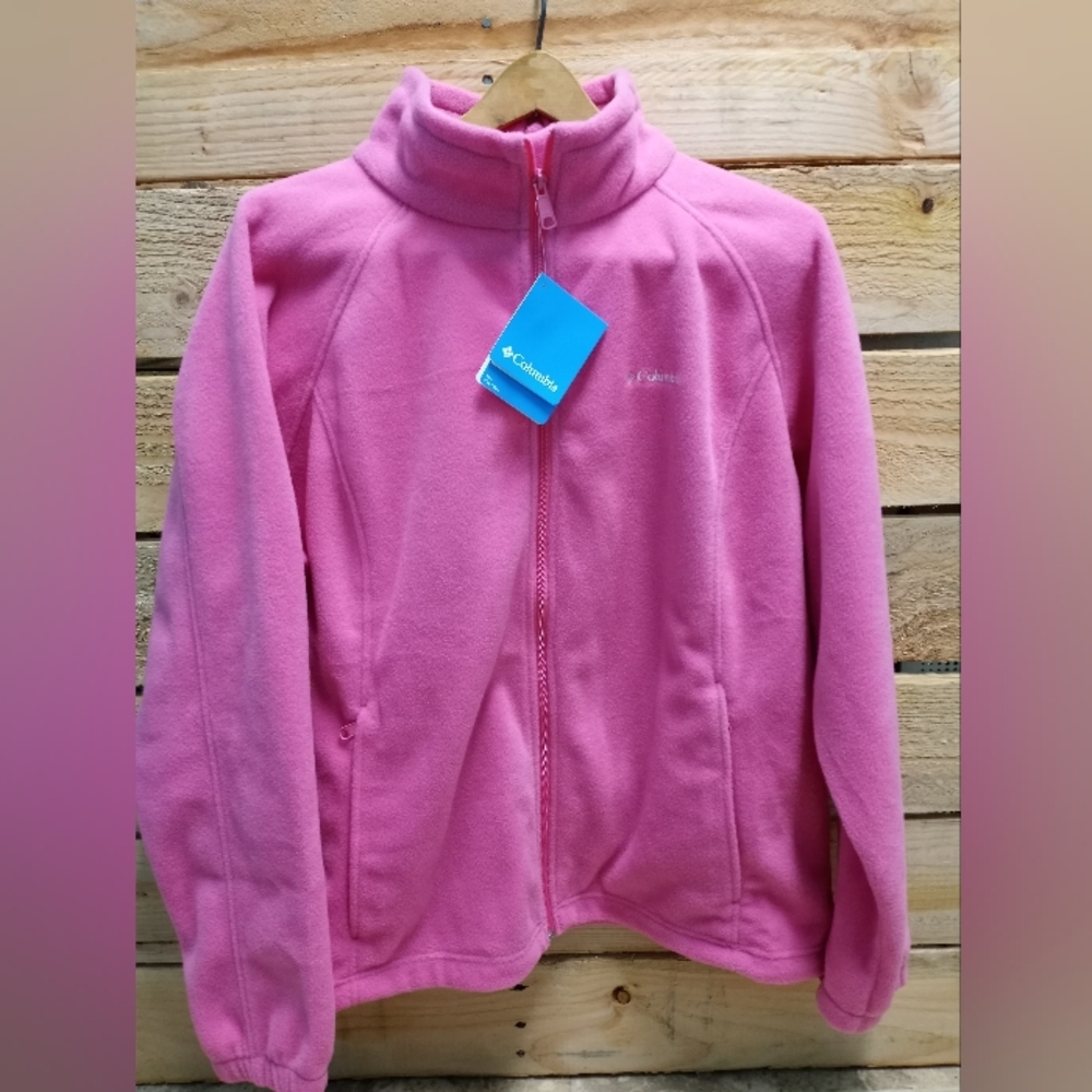 Woman's New With Tags Columbia Zip Up Fleece, Pink, Size 2X